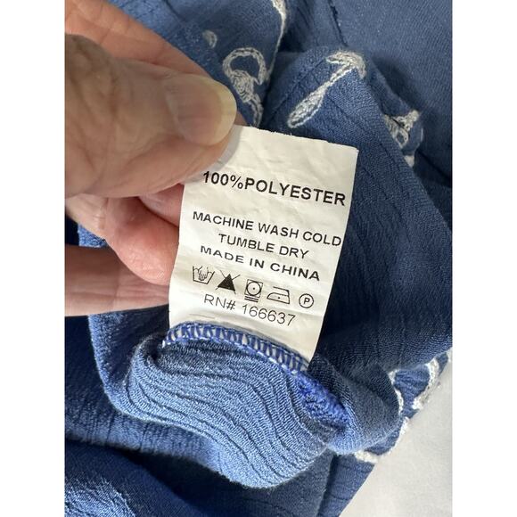 ANNELIEGE Gauze Top L (fits as M) Scoop Neck 3/4 Slvs. Embroidery Boho - Picture 9 of 11